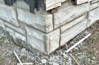 Porch Skirting Progress With Faux Concrete Stone Facade